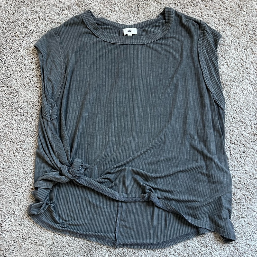 Grey Ribbed BKE Shirt - Slightly oversized, but a comfortable tunic.